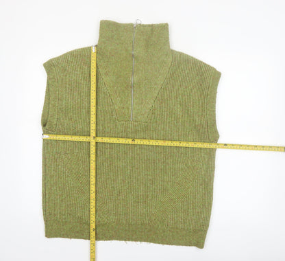 Marks and Spencer Women’s Green Knit Half Zip Sleeveless Jumper Vest M