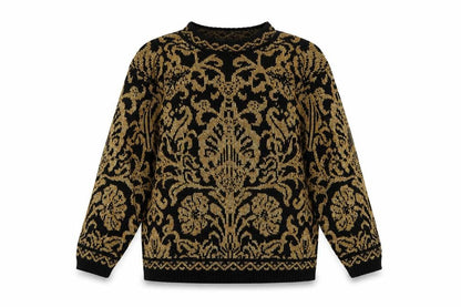 Alfred Dunner Women's Black Gold Knit Floral Jumper Size M