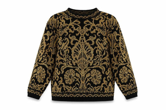 Alfred Dunner Women's Black Gold Knit Floral Jumper Size M