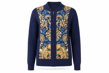 E.P. Pro Women's Blue Floral Full Zip Jumper Size L