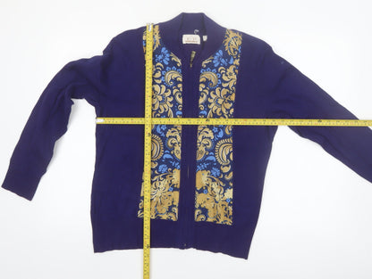 E.P. Pro Women's Blue Floral Full Zip Jumper Size L