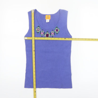 Ruby Rd. Petite Purple Sleeveless Beaded Knit Tank Top L