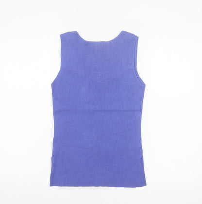 Ruby Rd. Petite Purple Sleeveless Beaded Knit Tank Top L
