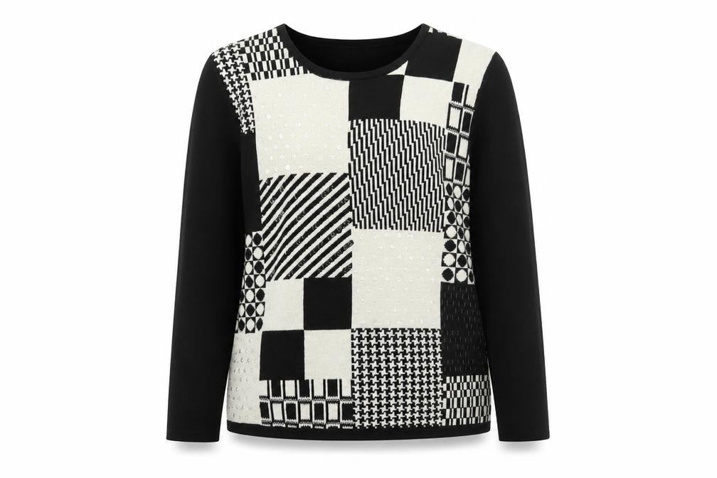 Outfit Women’s Petite Black Geometric Sequin Pullover Jumper S