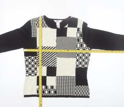 Outfit Women’s Petite Black Geometric Sequin Pullover Jumper S