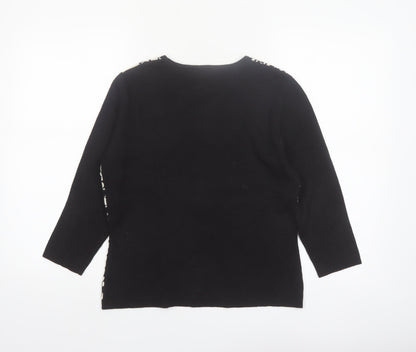 Outfit Women’s Petite Black Geometric Sequin Pullover Jumper S