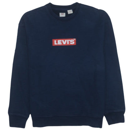 Levi's Men's Blue Relaxed Fit Crew Neck Logo Sweatshirt Size M