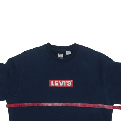 Levi's Men's Blue Relaxed Fit Crew Neck Logo Sweatshirt Size M