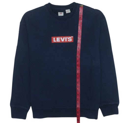 Levi's Men's Blue Relaxed Fit Crew Neck Logo Sweatshirt Size M