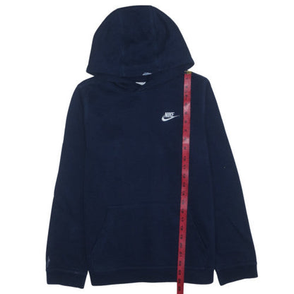 Nike Boys Blue Fleece Pullover Hoodie XL 158-170cm Logo Hooded Sweatshirt