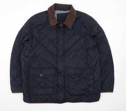 Austin Reed Men’s Blue Quilted Mid-Length Jacket 2XL Nylon