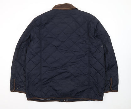 Austin Reed Men’s Blue Quilted Mid-Length Jacket 2XL Nylon