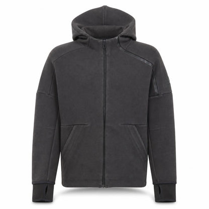 Front view of Adidas boys’ black full zip fleece hoodie 11-12 years