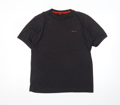 Slazenger Men’s Black Cotton Crew Neck Short Sleeve T-Shirt Size S