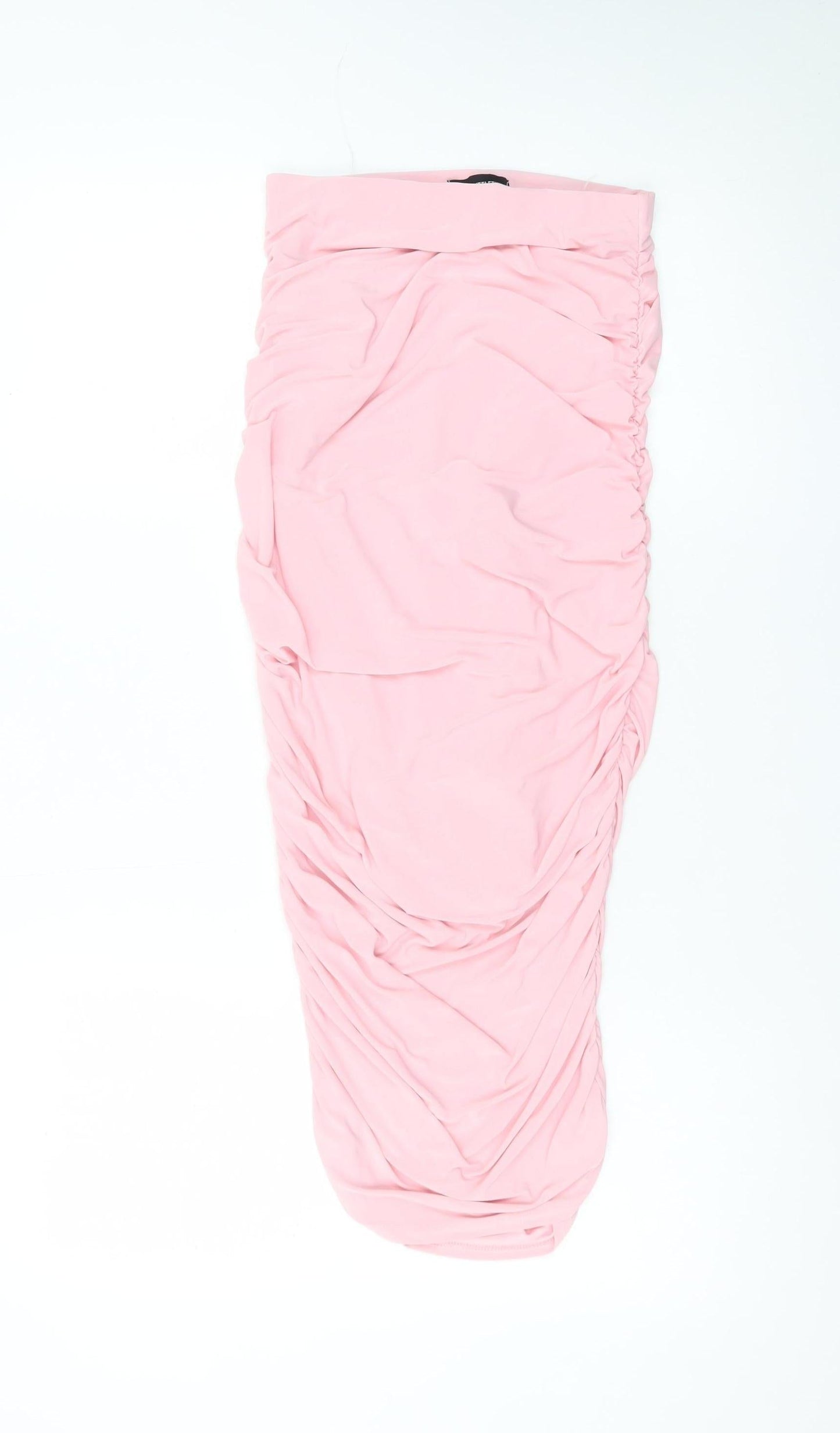PrettyLittleThing Women Pink Size 4 Sleeveless Ruched Bodycon Midi Dress