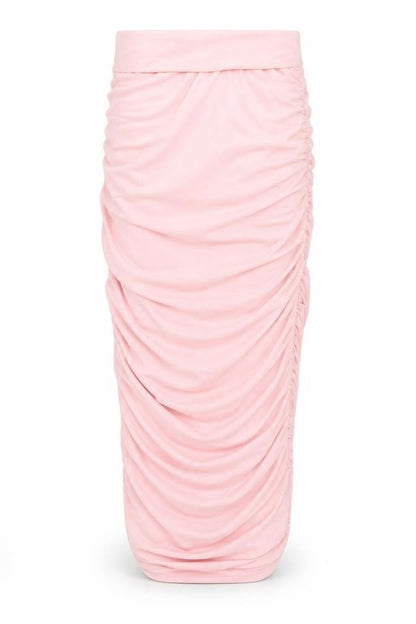 PRETTYLITTLETHING Women Pink Size 4 Sleeveless Ruched Bodycon Midi Dress