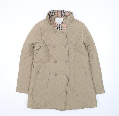 The IVVI Brand Foundation Womens Beige Quilted Mid-Length Coat Size S