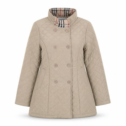 The IVVI Brand Foundation Womens Beige Quilted Mid-Length Coat Size S