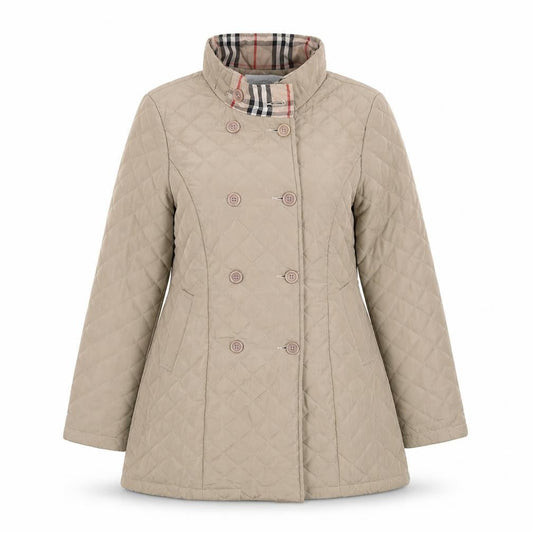 The IVVI Brand Foundation Womens Beige Quilted Mid-Length Coat Size S