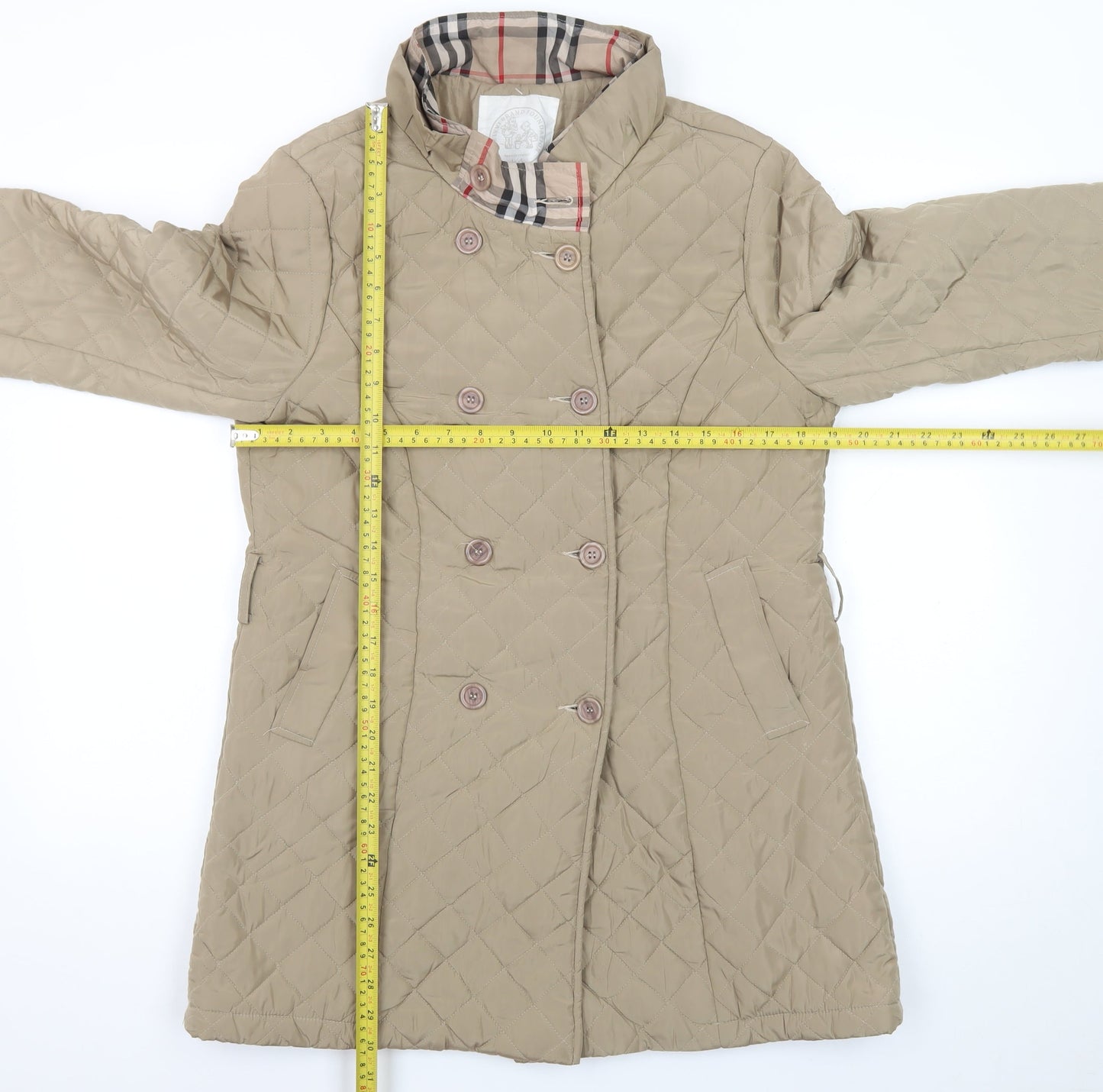 The IVVI Brand Foundation Womens Beige Quilted Mid-Length Coat Size S