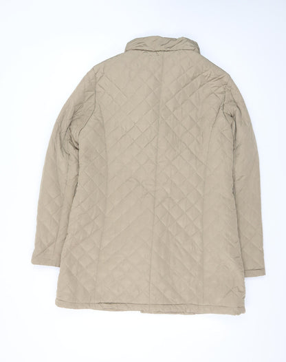 The IVVI Brand Foundation Womens Beige Quilted Mid-Length Coat Size S