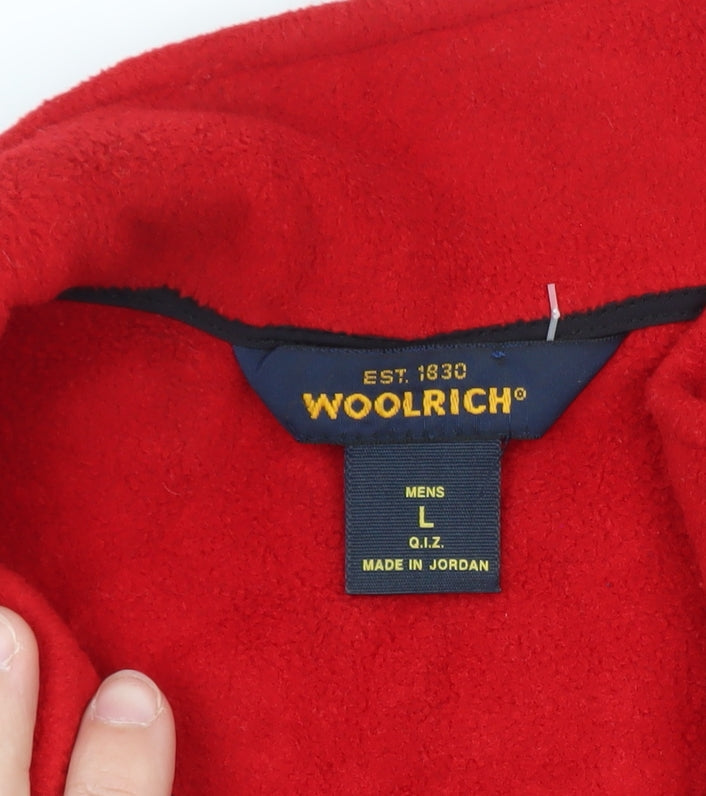 Woolrich Men's Red Fleece Zip Jacket Size L Outdoor Casual