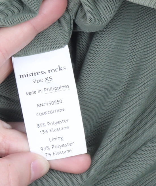 Mistress Rocks Womens Green Sleeveless Bodycon Midi Dress XS