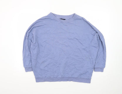 Next Women Blue Cotton Crew Neck Pullover Sweatshirt M