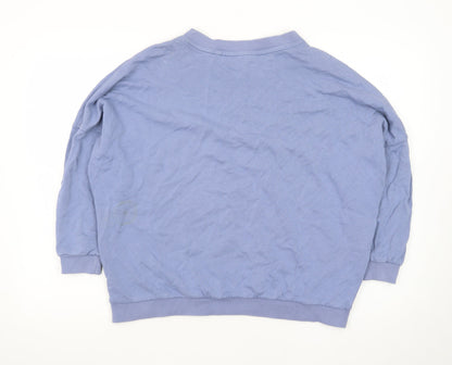 Next Women Blue Cotton Crew Neck Pullover Sweatshirt M