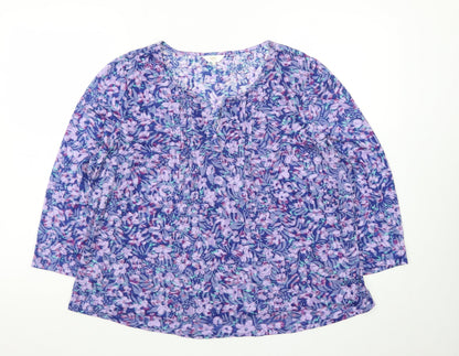 Cotton Traders Women's Multicoloured Floral Tunic Blouse Size 18