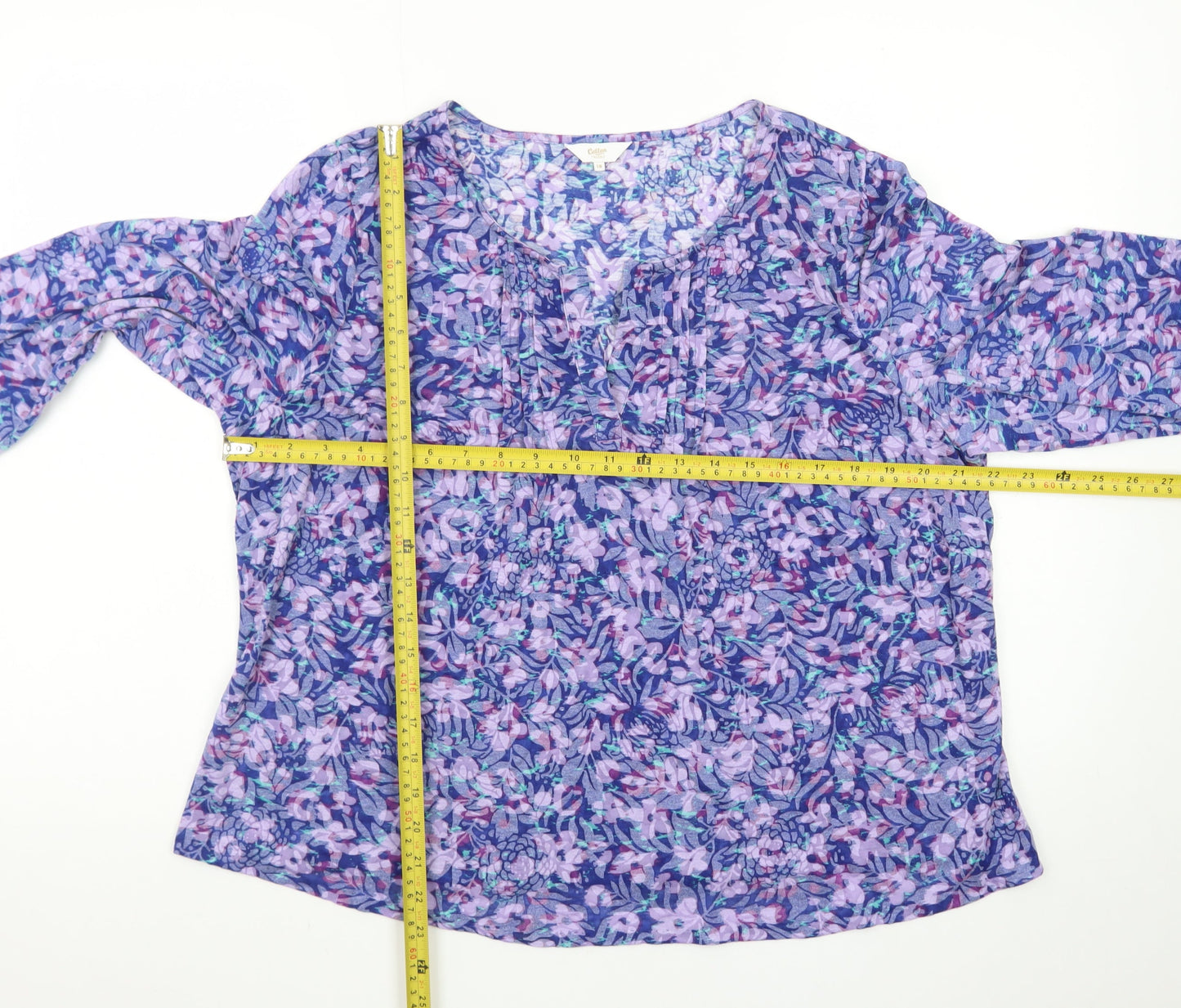 Cotton Traders Women's Multicoloured Floral Tunic Blouse Size 18