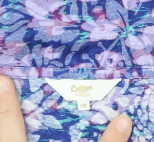 Cotton Traders Women's Multicoloured Floral Tunic Blouse Size 18
