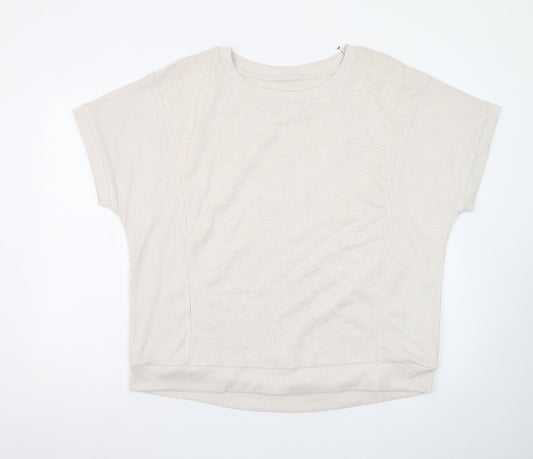 Peacocks Women's Beige Short Sleeve Knit Pullover Jumper Size 18-20