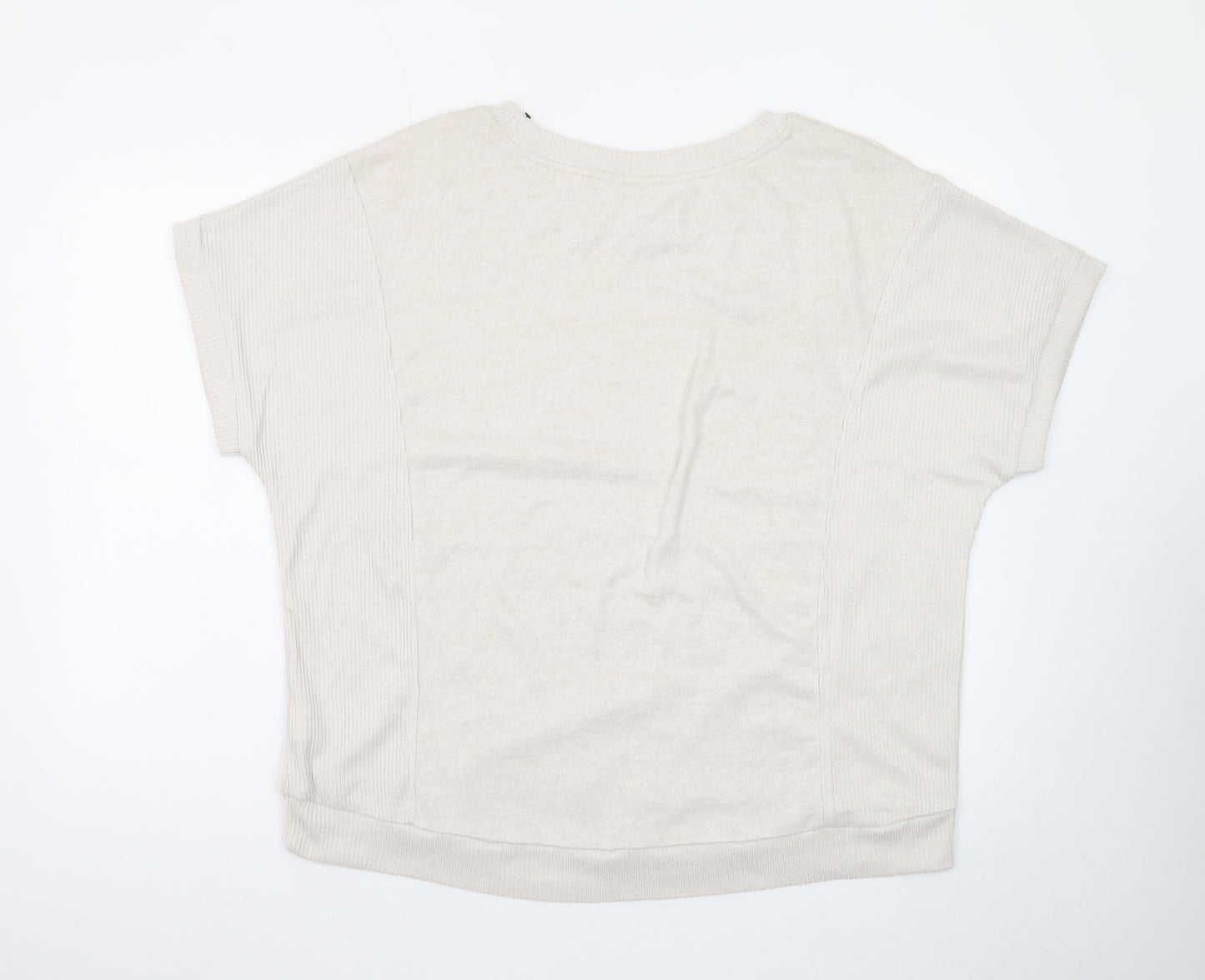 Peacocks Women's Beige Short Sleeve Knit Pullover Jumper Size 18-20