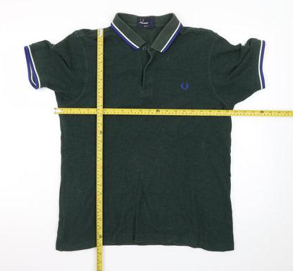 Fred Perry Men's Green Cotton Slim Fit Polo Shirt Size L