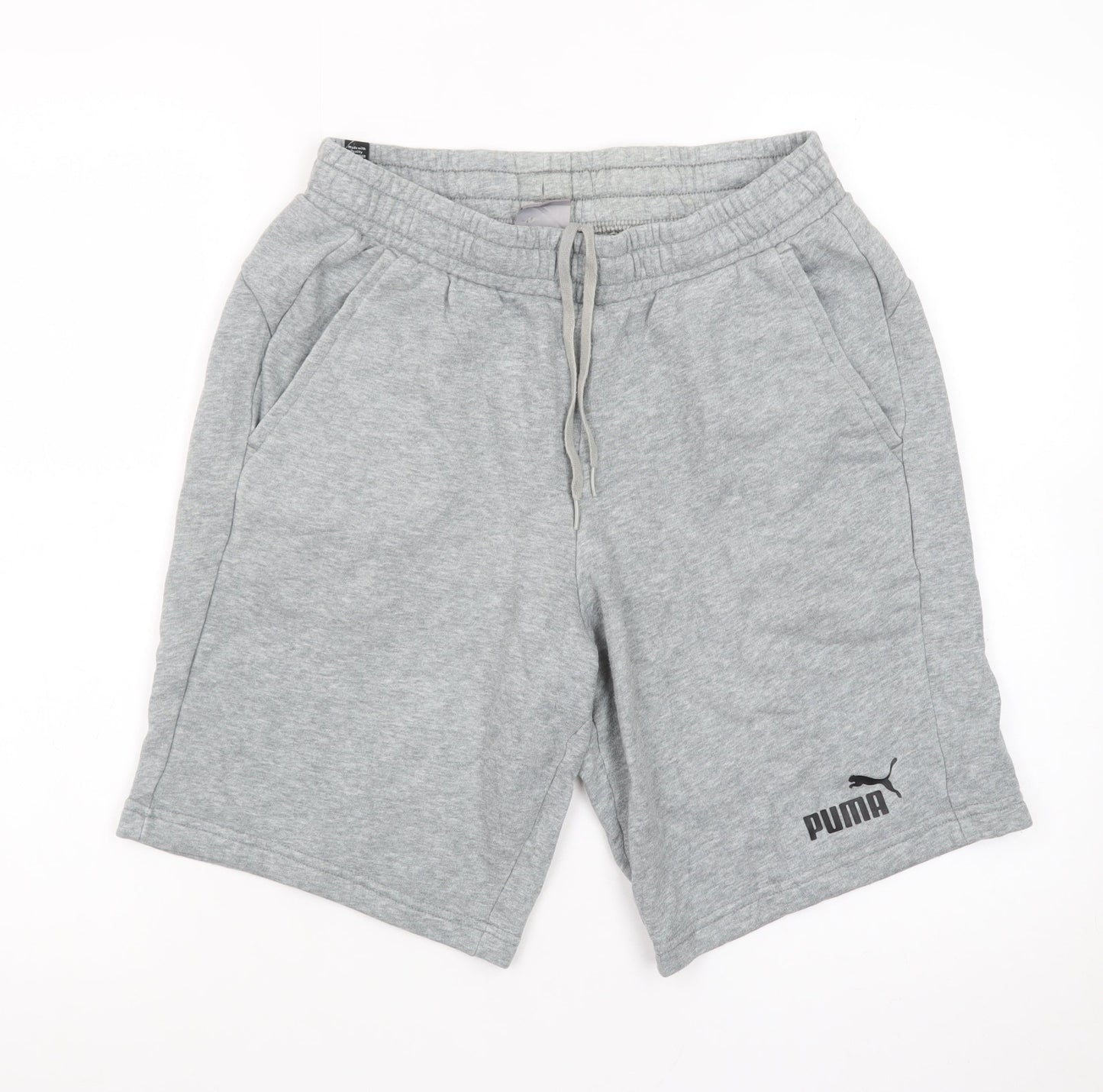 Puma Men's Grey Sweat Shorts Medium Elastic Waist Casual