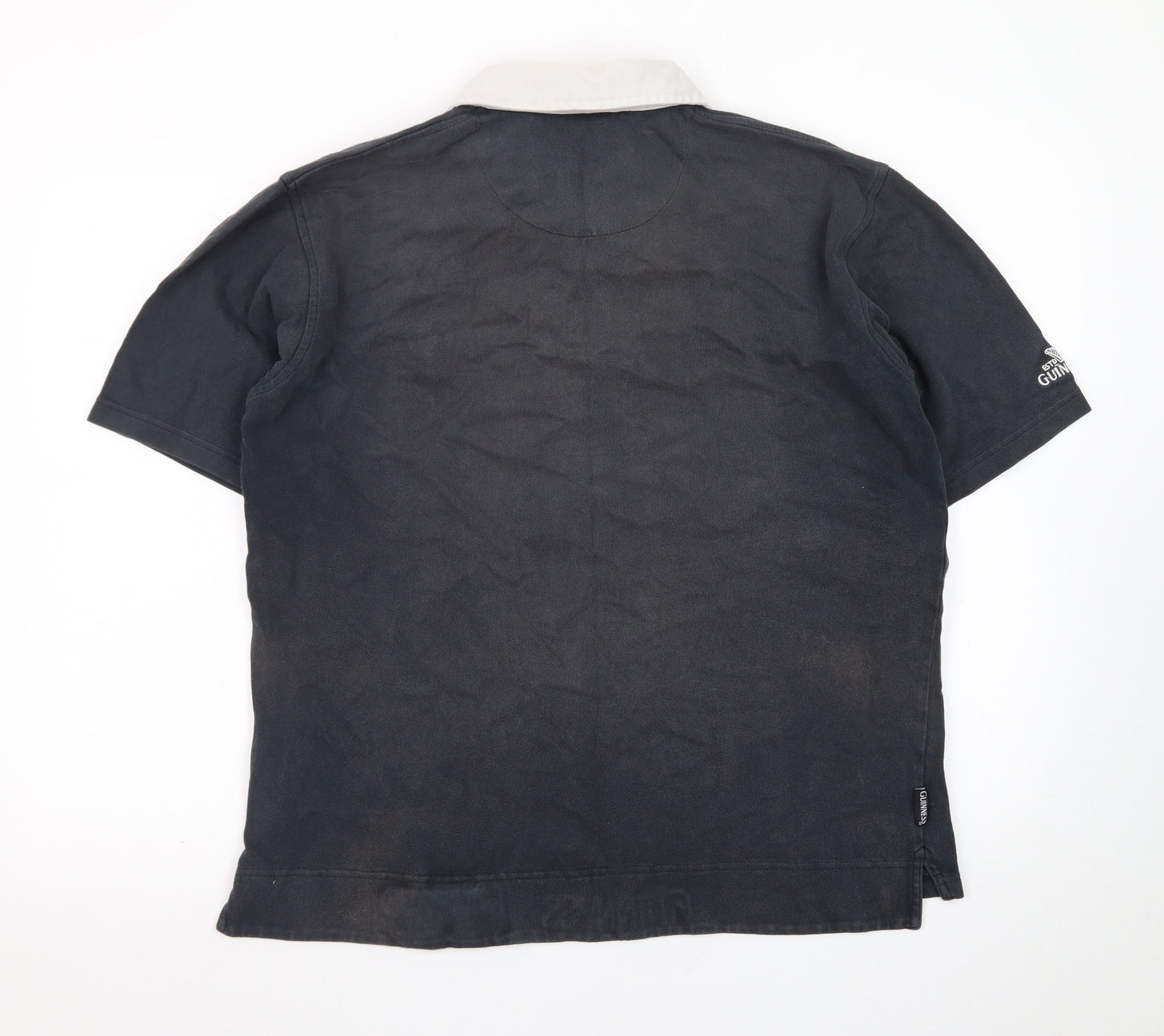 Guinness England Rugby Polo Shirt Men Black L Embroidered Rose Classic Fit