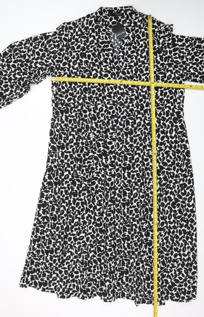 JD Williams Womens Black Animal Print Shirt Dress Size 18