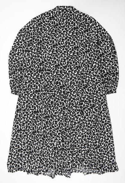 JD Williams Womens Black Animal Print Shirt Dress Size 18