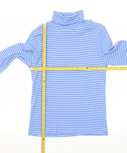 Marks and Spencer Women’s Blue Striped Roll Neck Long Sleeve Top Size 12