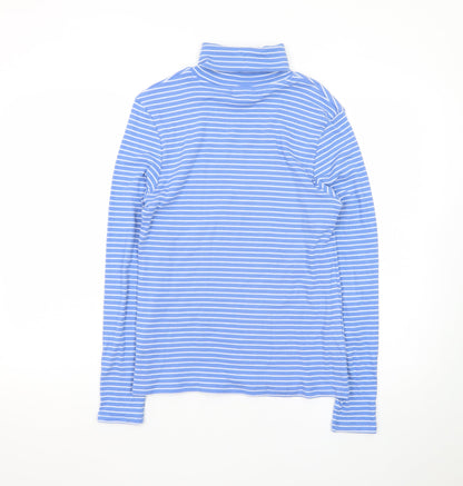 Marks and Spencer Women’s Blue Striped Roll Neck Long Sleeve Top Size 12