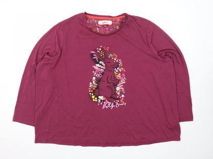 Joe Browns Women’s Purple Floral Rabbit Print Long Sleeve T-Shirt Size 24