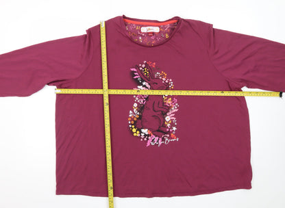 Joe Browns Women’s Purple Floral Rabbit Print Long Sleeve T-Shirt Size 24