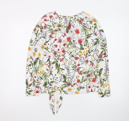 Marks and Spencer Womens Multicoloured Floral Tie Hem Viscose Tunic Blouse UK 10