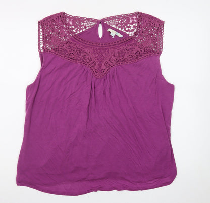 Boden Women’s Purple Crochet Sleeveless Blouse Size 12