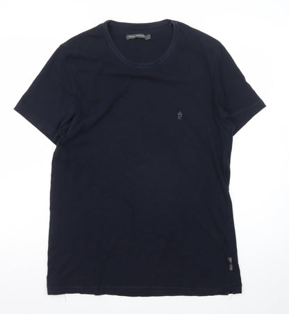 French Connection Men's Navy Blue Crew Neck Cotton T-Shirt Size L