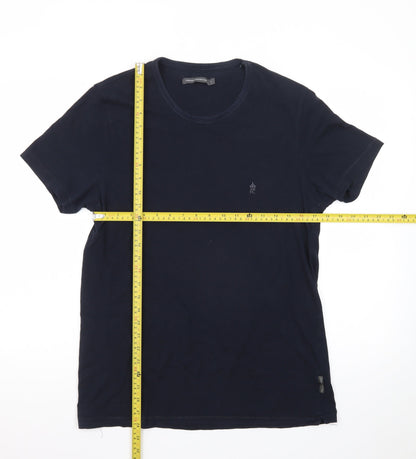 French Connection Men's Navy Blue Crew Neck Cotton T-Shirt Size L