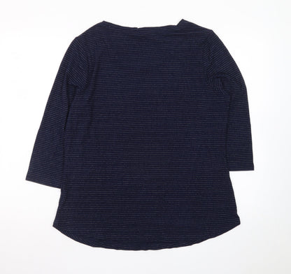 Love TEES Women’s Blue Striped 3/4 Sleeve Viscose T-Shirt Size 16
