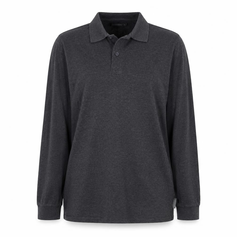 French Connection Women's Grey XL Long Sleeve Cotton Polo Shirt