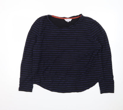 Brora Women's Blue Striped Long Sleeve Cotton Jersey Top Size 16